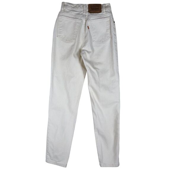 Vintage Levi’s Orange Tab 912 Slim Taper Jeans 3 Short CreamWhite USA High Rise - Picture 3 of 13